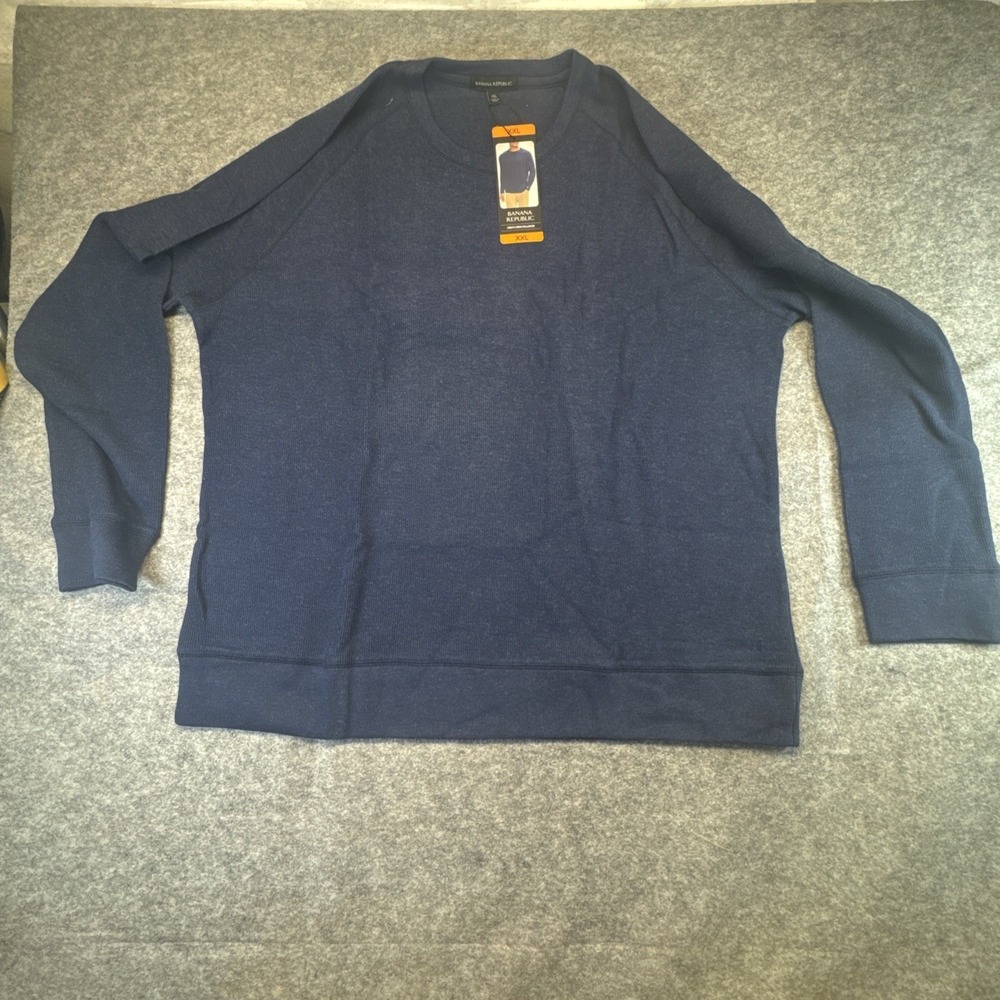 Banana Republic Mens Crew Pullover Navy Blue Raglan Sweater XXL New